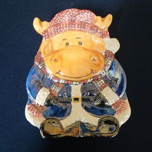 Candy Dish Reindeer Pearlized Finish 6" x 5" Vintage Porcelain